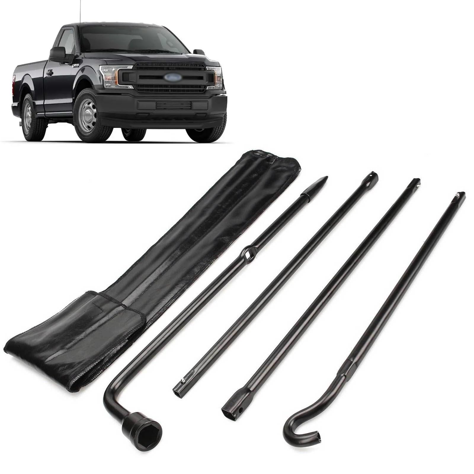 ZanGeSpare Tire Jack Handle/Wheel Lug Wrench for 2004-2014 Ford F-150, Spare Tire Tool Kit with Bag, Tire Tool Replacement Kit for Spare, Black