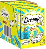 Dreamies Mix Katzensnacks mit Lachs & Käse – Außen knusprig & innen cremig – 6 x 60g