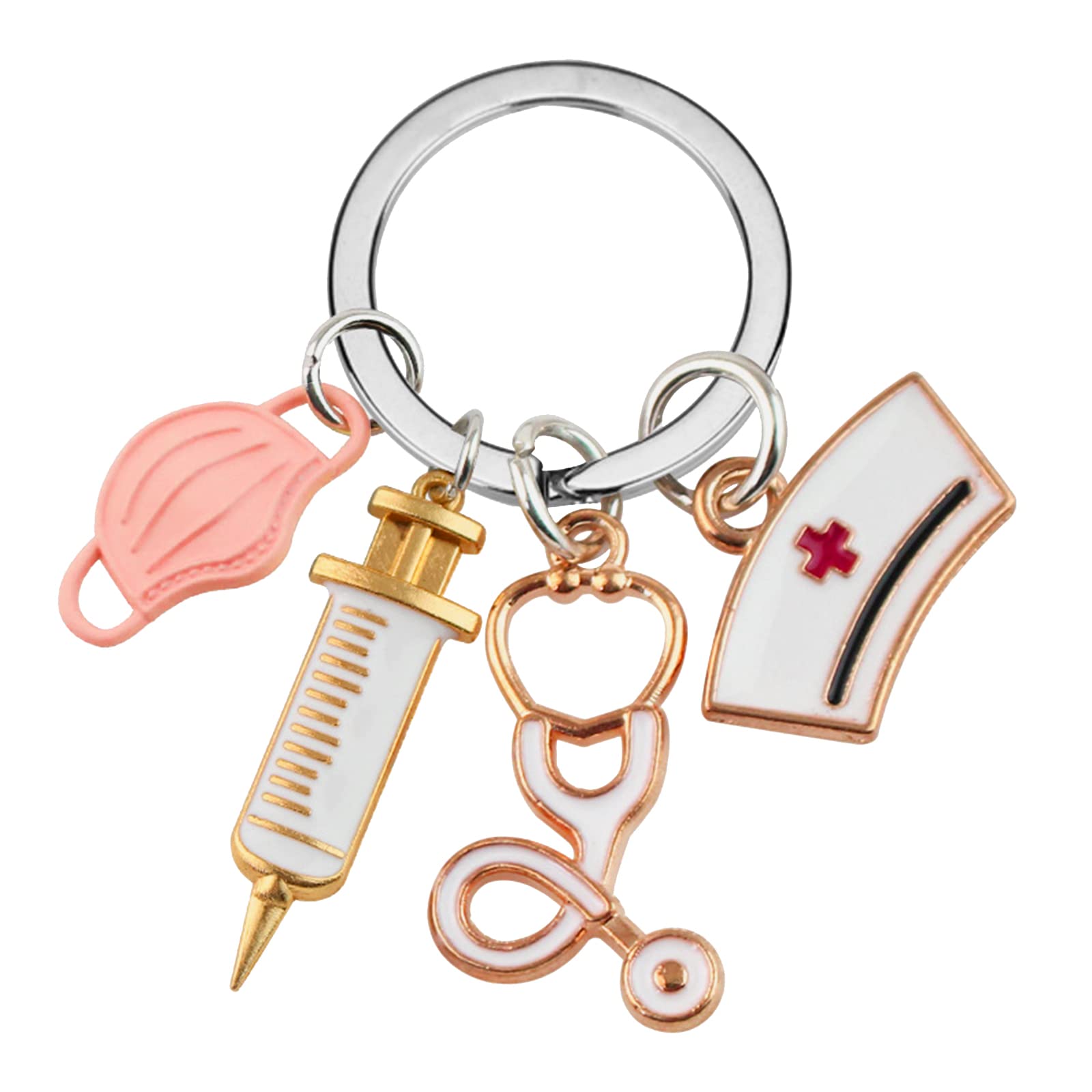Snimoln Nurse Keychain,Nursing Graduation Gift for Nurses Women,Mask Medical Tool Injection Syringe Stethoscope Nurse Cap Assistant