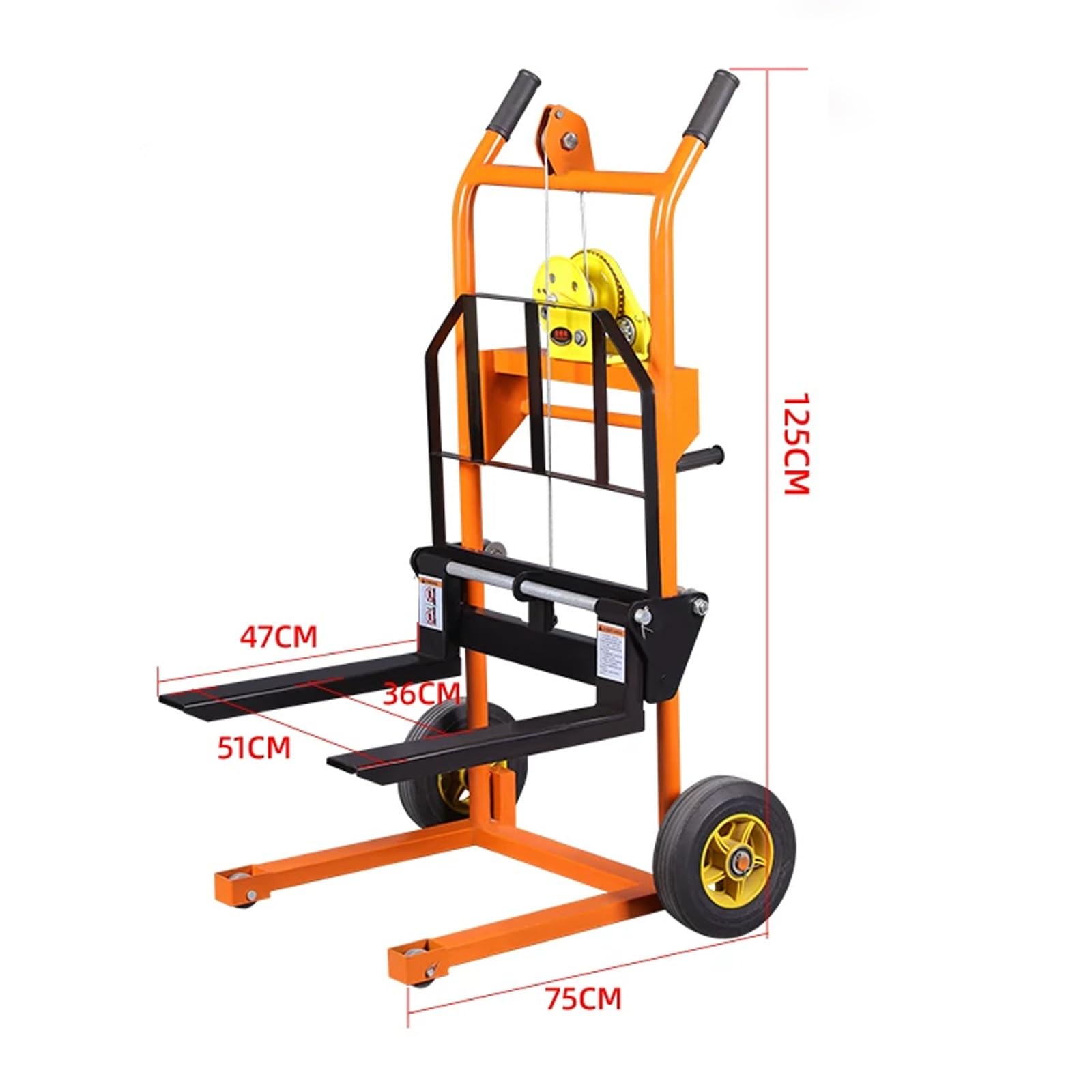 Impilatore manuale per transpallet con controllo ruota posteriore per un efficiente impilamento del carico in officine e magazzini, ideale per operazioni di movimentazione dei materiali