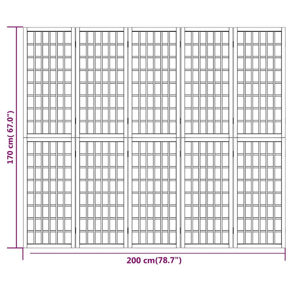 vidaXL Cloison de séparation Pliable 5 Panneaux 200x170 cm Noir