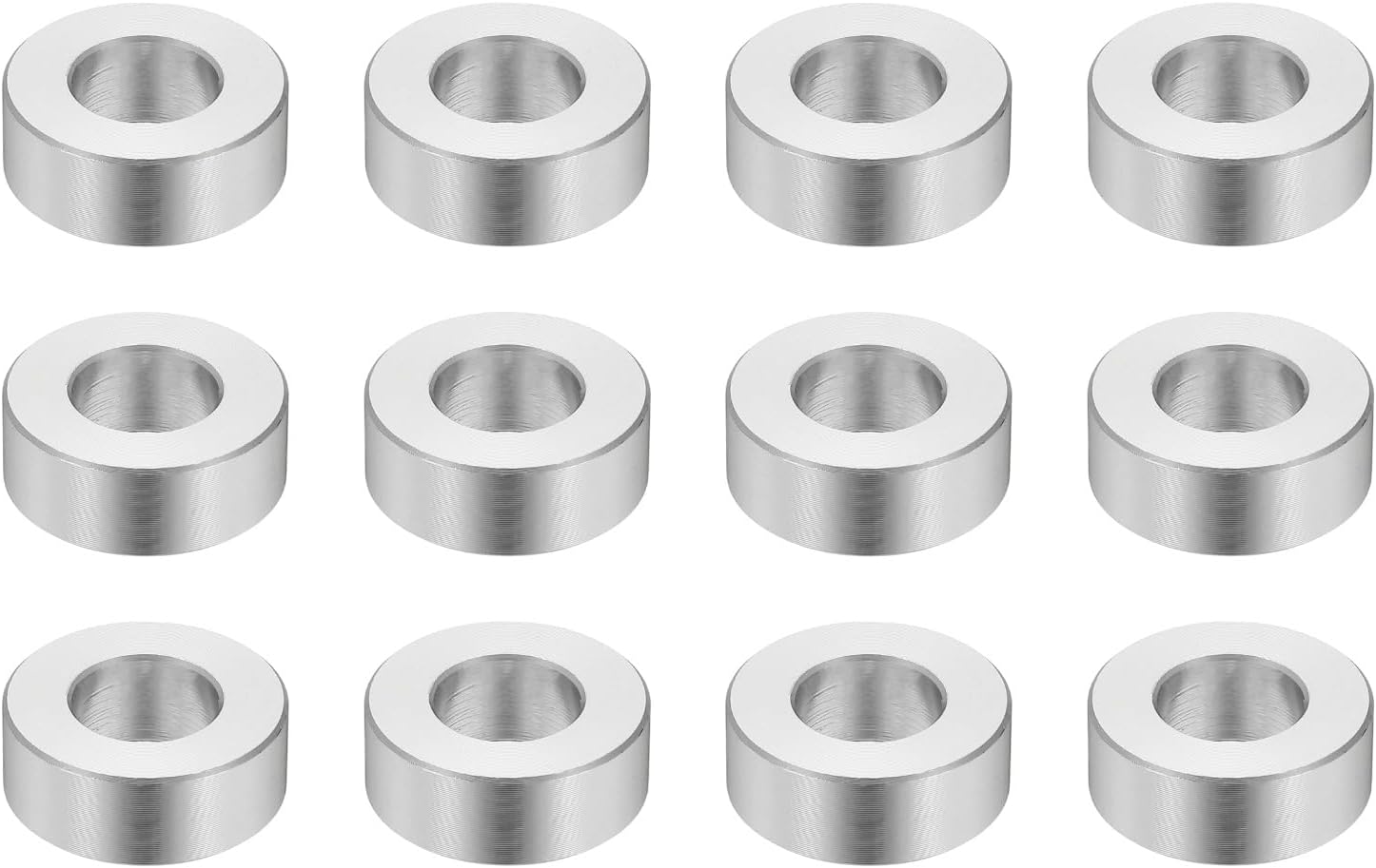 PATIKIL 12PCS Aluminum Spacers, 1/2 x 1 Metal Spacers Aluminum 3/8 L Spacer Screw Standoff Round Unthreaded Standoff Bushing for 5/16inch Screw Bolts, Silver