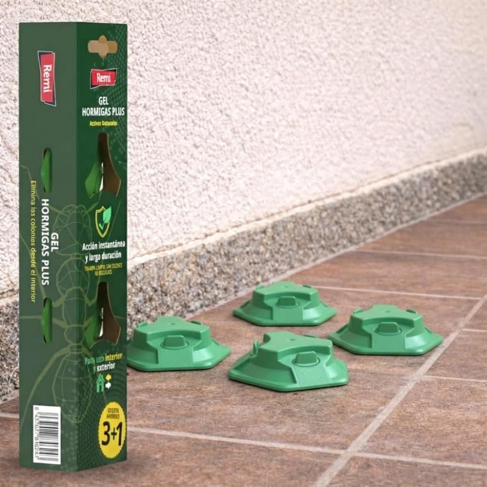 Remi Hogar Defens Gel Hormigas | Pack 4 Trampas Insecticida Hormigas | Cebo Insecticida Listo para Usar | Elimina Hormigas y el Hormiguero | Uso Interior y Exterior | Alta eficacia | Listo para Usar