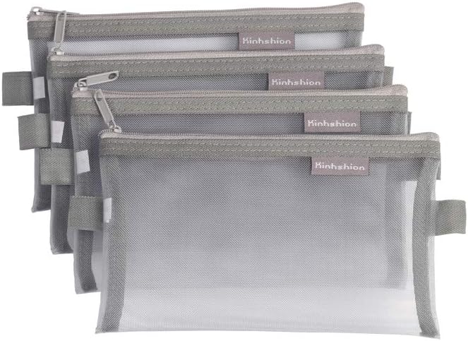 Zipper Pouch A6, 4 PCS, Mesh Bags Clear Zipper Pouch Small Organizer Bag Zipper Folder Bag Cosmetic Bags Travel Storage Bags
