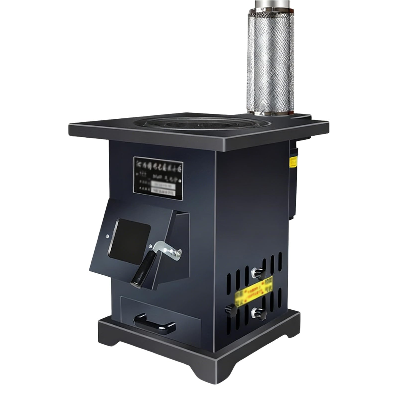 Stufa a Legna con Forno Gassificazione Senza Fumo Lamiera in Acciaio Stufe a Legna in Offerta Anelli di Diverse Dimensioni Cassetto Raccogli Cenere Soggiorni e Terrazze(B)