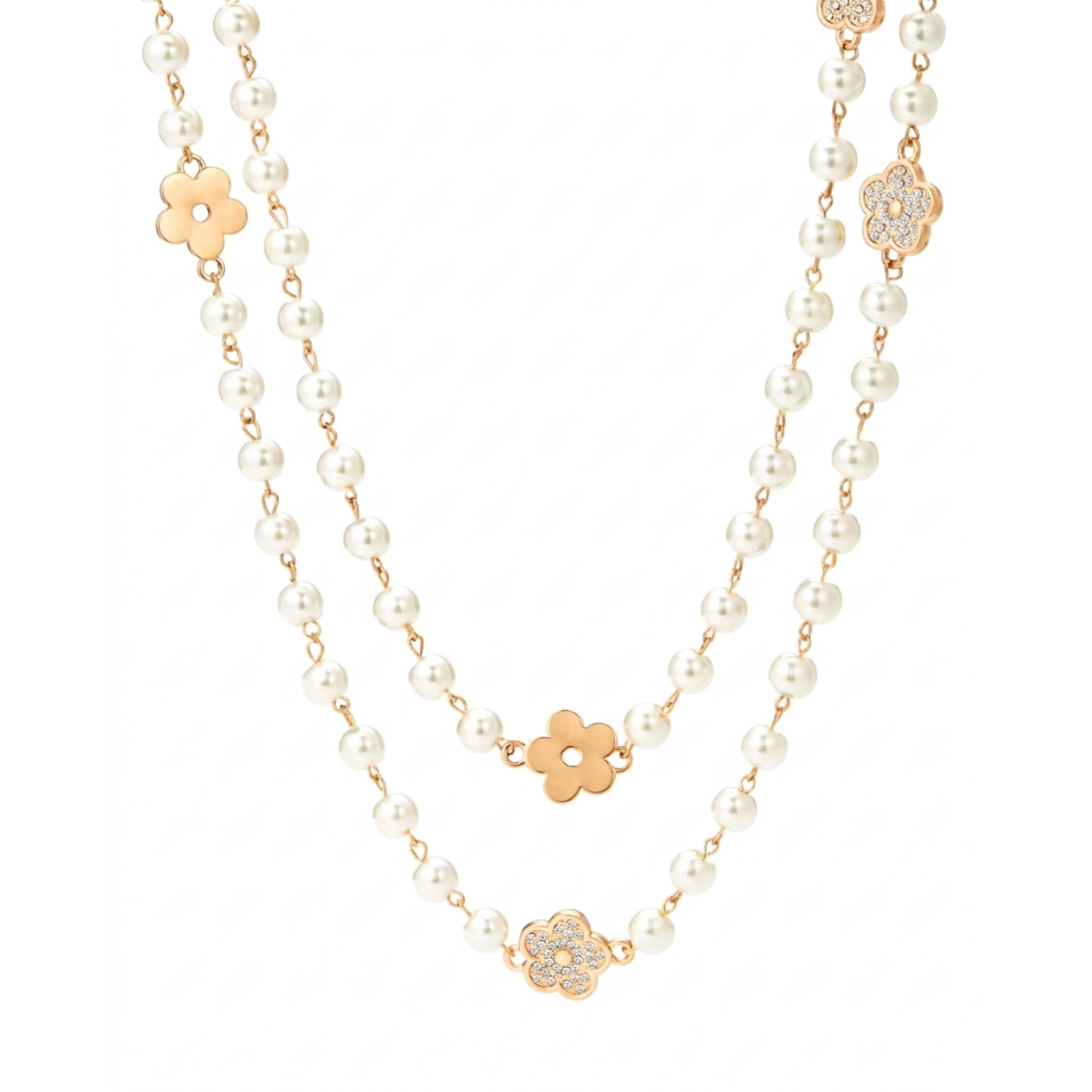 IDOKAWA Long Layered Pearl Necklaces for Women, Vintage Statement Jewelry