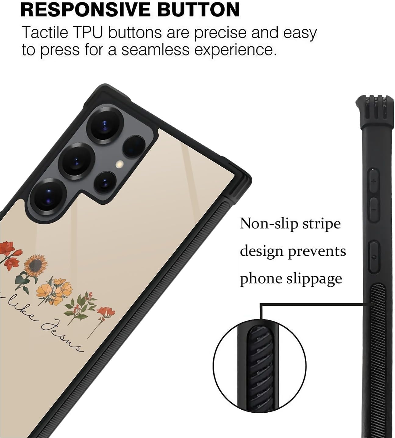 Compatible with Samsung Galaxy S25 Ultra Case, Shockproof Protective for Man Women Non-Slip for Samsung Galaxy S25 Ultra Crazy Pattern Faith Flower Love Like Jesus Religious - Image 4