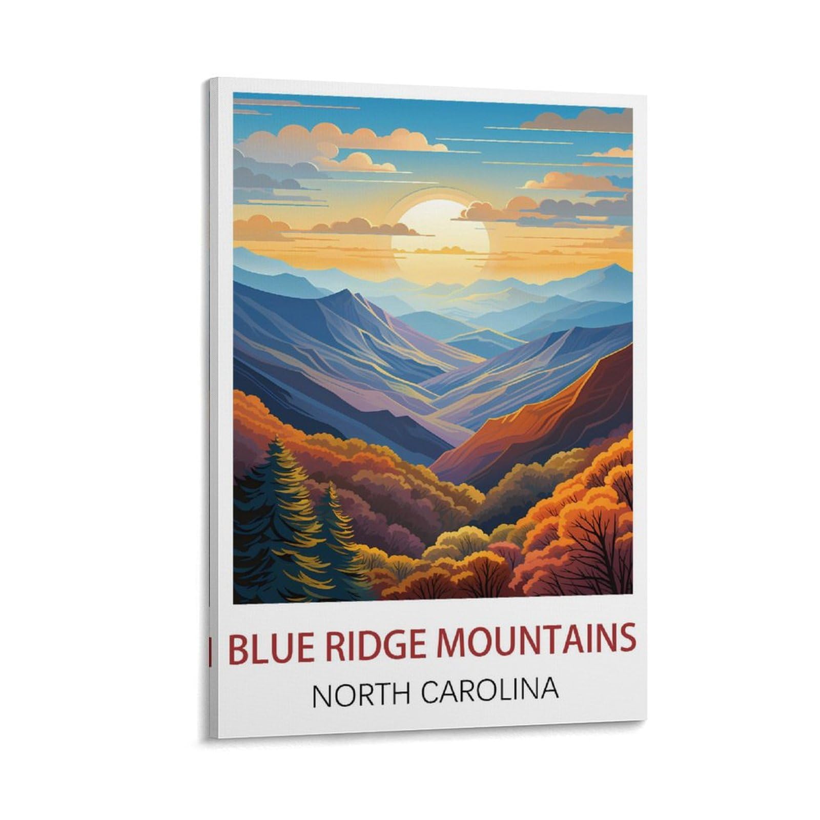 ZZHHEGN Blue Ridge Mountains Vintage Travel Posters 16x24inch(40x60cm) Canvas Art Poster And Wall Art Picture Print Modern Family Bedroom Decor Posters