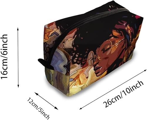 Miniatura 3 de Racigomr Bolsa de maquillaje grande para cosméticos, organizador de cosméticos de viaje para mujeres y niñas, regalos, Arte africano
