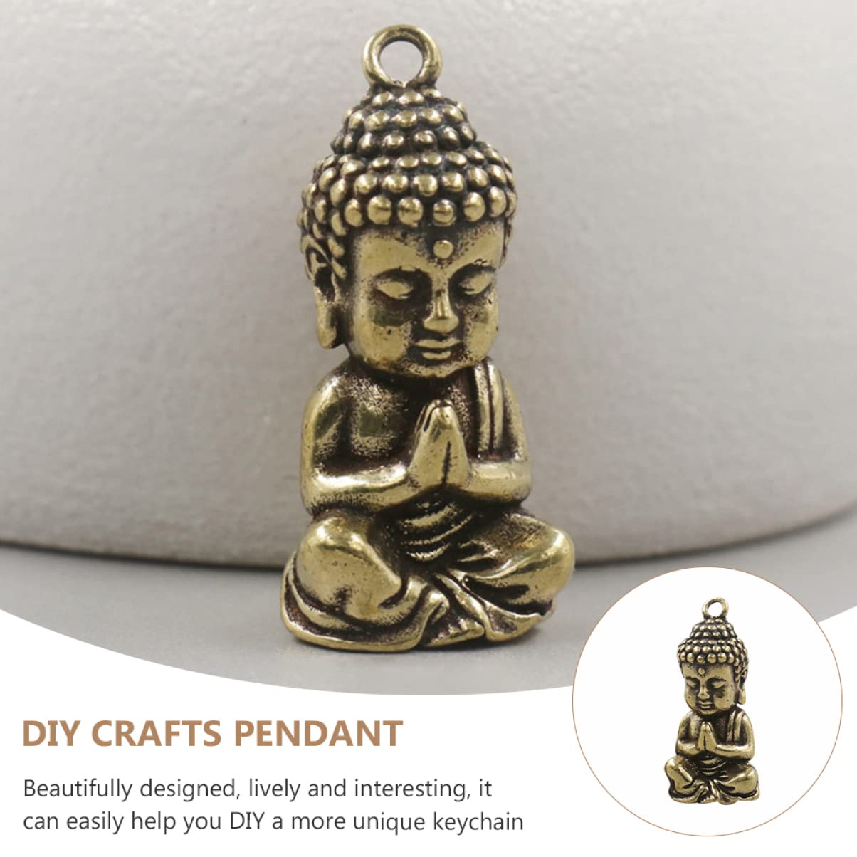 CIYODO Auspicious Buddha Keychain Pendant 1.18 Inch Vintage Miniature Buddha Charm Keyring for Diy Crafts Bag Decoration - Image 2