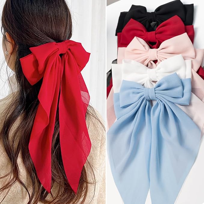 Pinzas con lazo para cabello para mujer y niña, 5 piezas miniatura 9