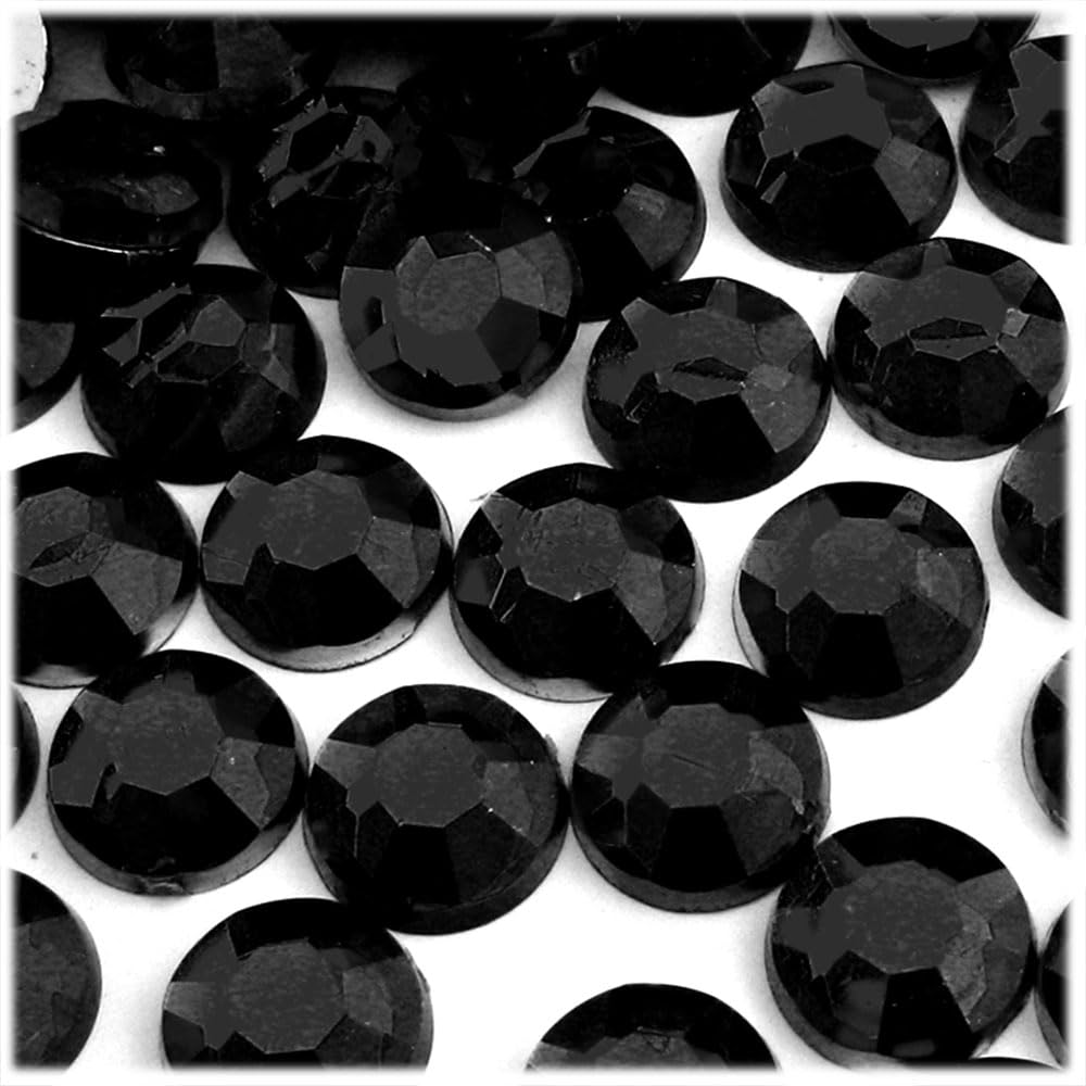 The Crafts Outlet 144pc Flatback Acrylic Rhinestones Round 16mm - Jet Black