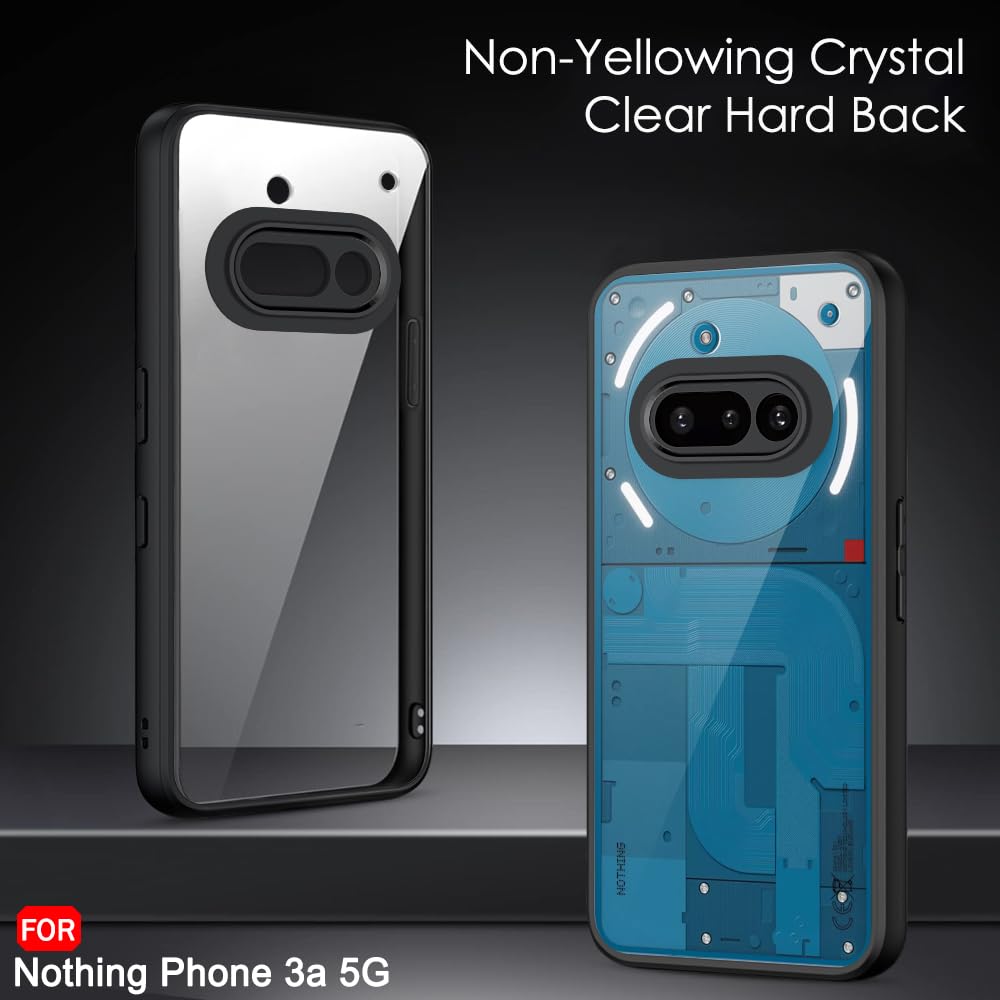 TheGiftKart Hybrid Shockproof Back Cover Case for Nothing Phone 3a 5G | Hard Back Cover Case for Nothing Phone 3a 5G (PC & TPU, Transparent Clear Back, Black Sides) 9 61L+ekBI52L. SL1000