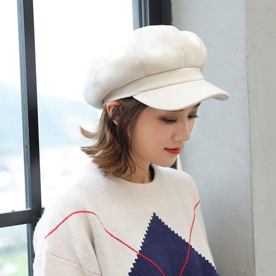 Schirmmütze Barett Mütze Damen Casual Mütze Ballonmütze Beret Cap