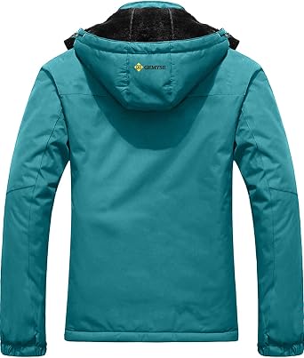 GEMYSE Women's Mountain Waterproof Ski Snow Jacket Winter Windproof Rain Jacket(Black,Small+Moonblue,Medium)