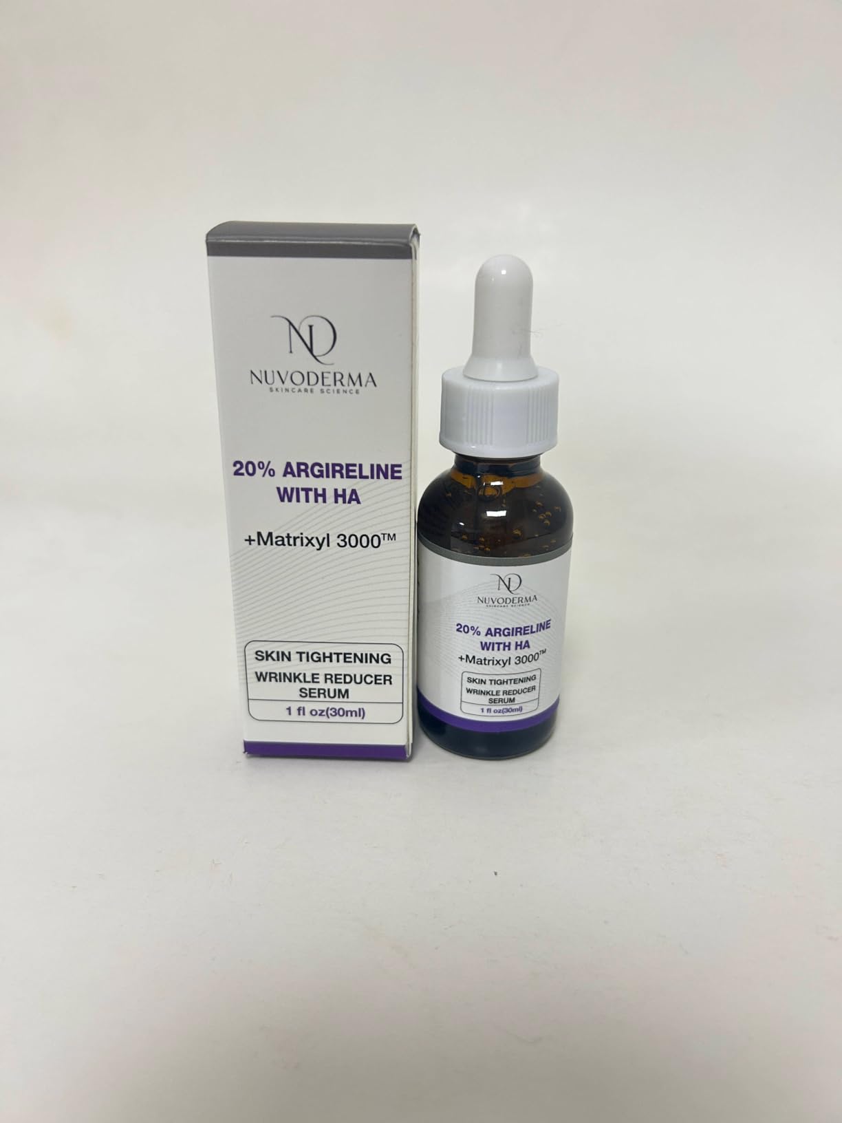 NUVODERMA Argireline Serum – 20% Argireline and Matrixyl 3000 - Face Serum Tightening with Hyaluronic Acid and Vitamin C – Lightweight Texture – 1 fl. oz