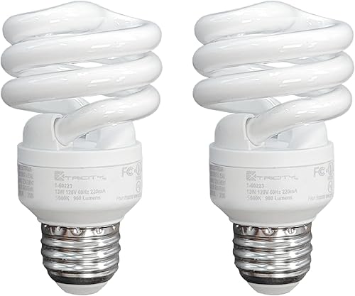 Xtricity - Foco fluorescente compacto, forma T2 en espiral, bombilla CFL ahorradora de energía, 13W (equivalente a 60W) 120V, 900 lúmenes, 2700 K