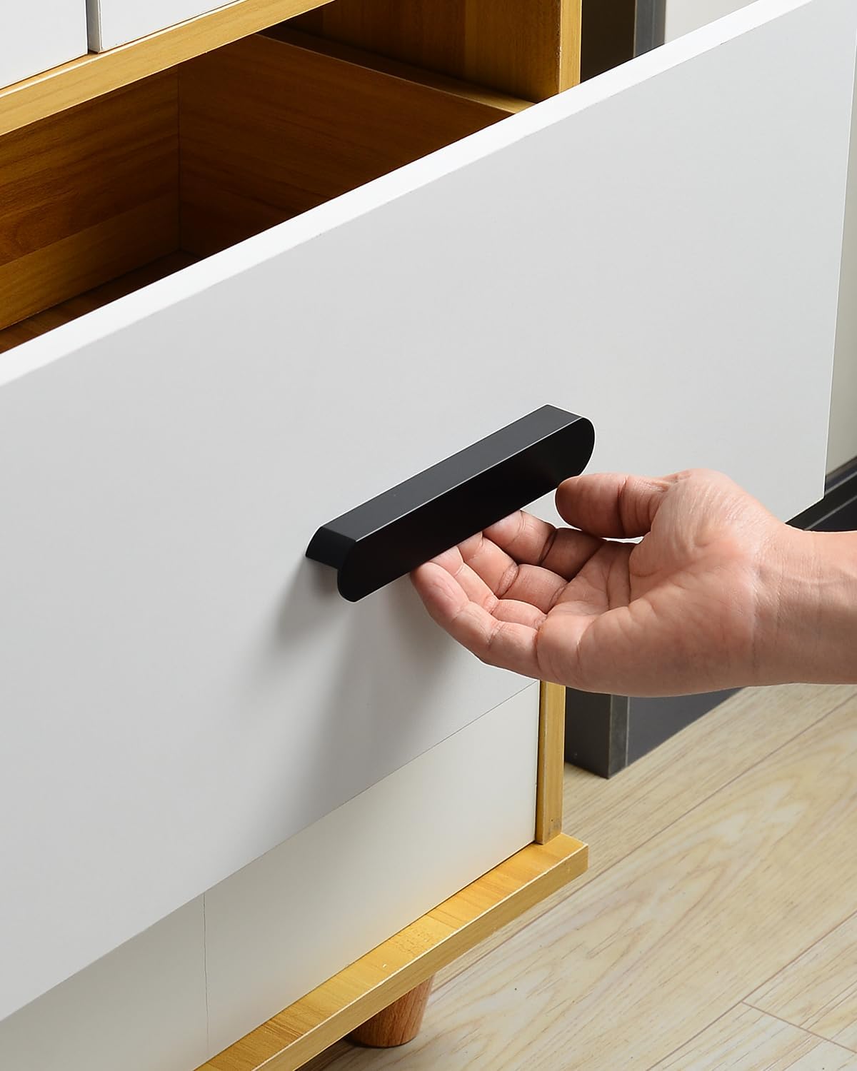 5 Pack Black Cabinet Handles 5 Inch Hole to Hole Mid Century Modern Drawer Pulls Modern Closet Door Handle Black Furniture Pulls Hardware for Kitchen