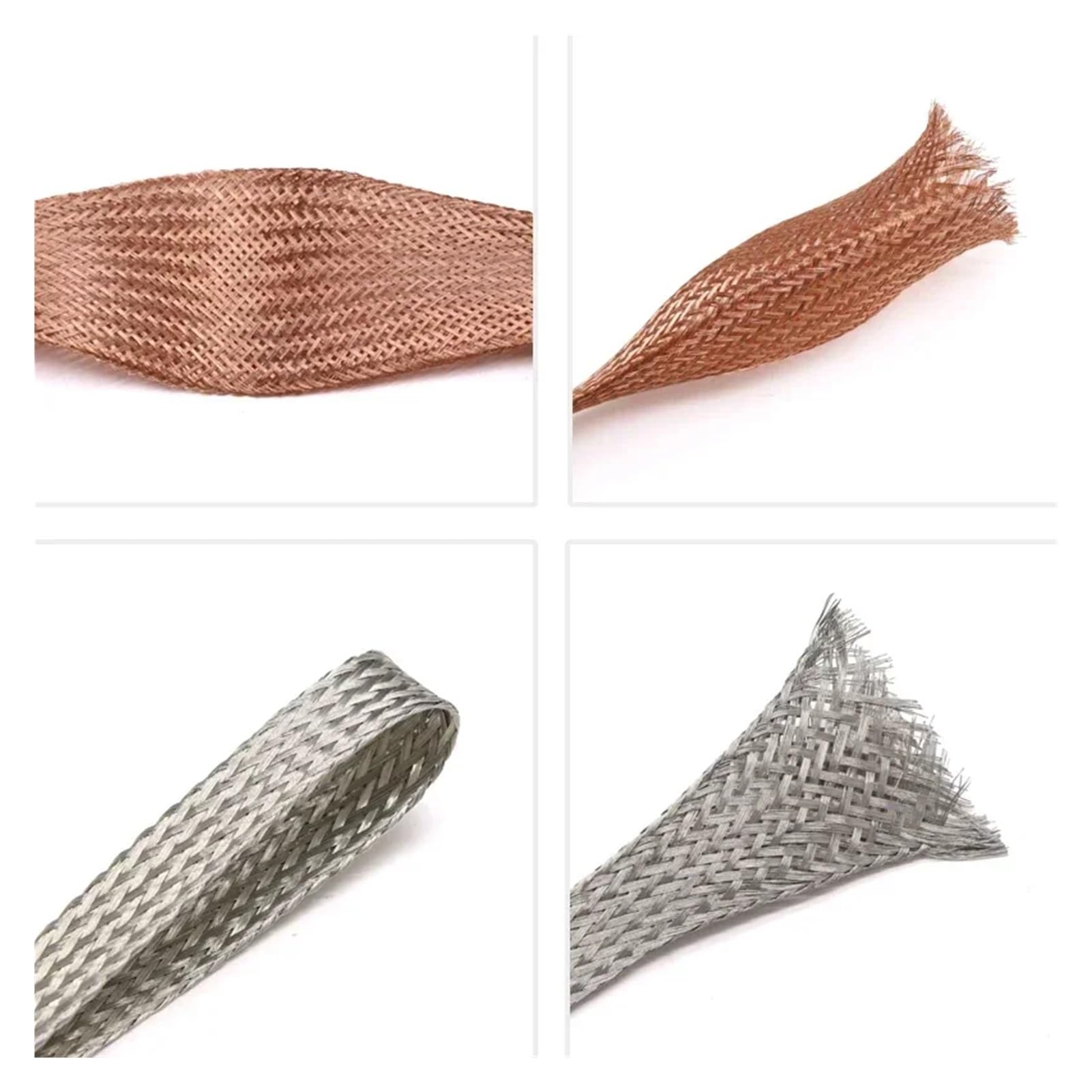 Câble plat tressé en cuivre de 1/2/5 m, gaine tressée en cuivre étamé, largeur 2 ~ 28 mm, câble extensible de blindage de signal, gaine métallique blindée, cuivre étamé, largeur 8 mm, 5 mètres)