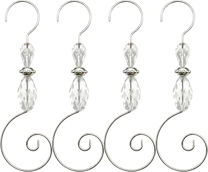 Christmas Ornament Hooks - Acrylic Jewelry Silver Wire Ornament Hooks-20 PK Clear
