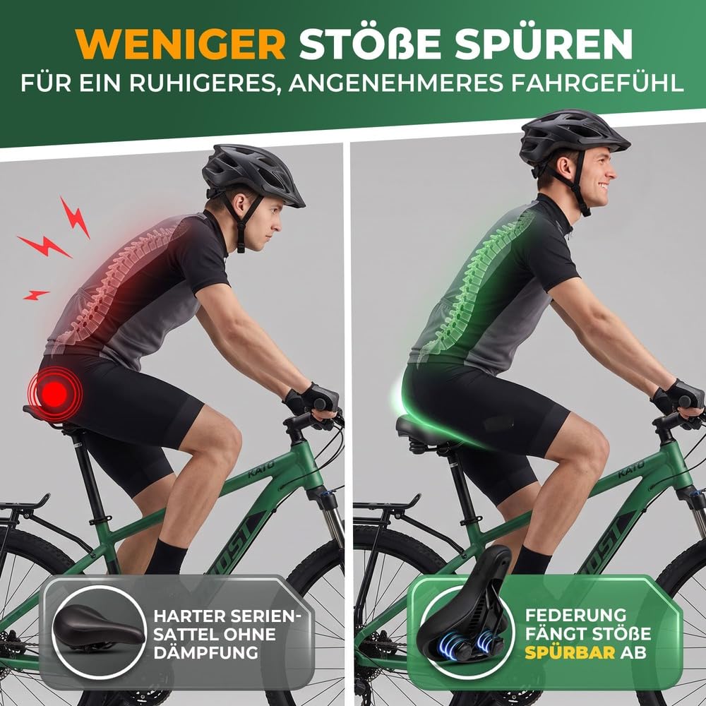 MIVELO Fahrradsattel 3D Komfortschaum & stoßdämpfende Federung – Fahrrad Sattel bequem für Damen & Herren – Universeller Sattel Fahrrad für Citybike, Trekkingrad, E-Bike, MTB, Gravel Bike
