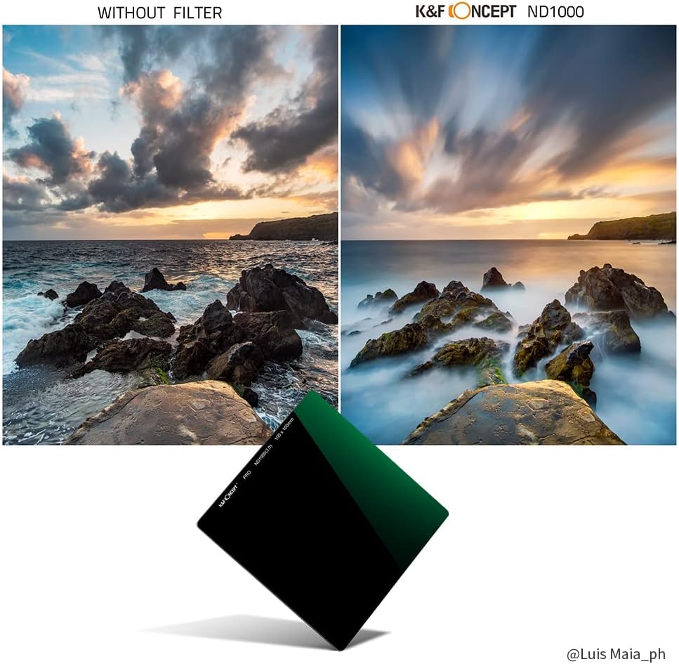 🔥 Cаѕhbасk uр tо 70% K&F Concept 100mm Square ND1000 (10 Stop) Filter +150mm Soft GND8 Filter (0.9) + Metal Filter Holder + 8 x Filter Adapter Rings Square ND Filter Kit for Camera Lens