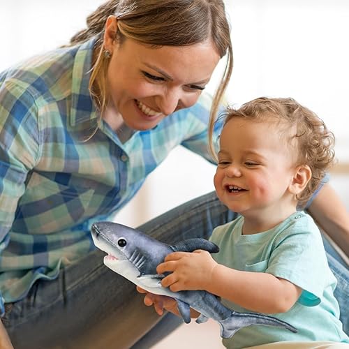 Miniatura 6 de Madzee Peluche realista de tiburón de peluche de 12 pulgadas, suave, regalo de cumpleaños de Navidad para niños y niñas pequeños