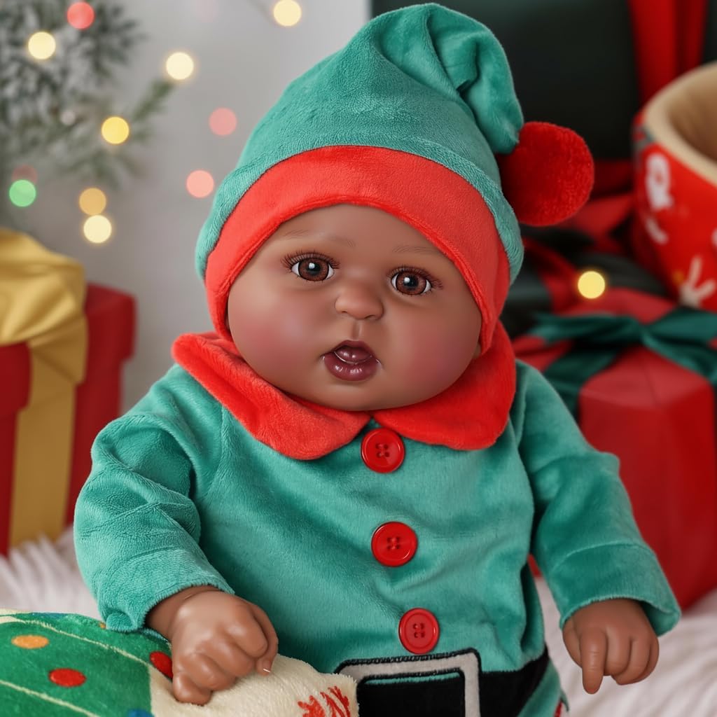 BABESIDE Lifelike Reborn Black Girl- 18-Inch Realistic Newborn Real Life Baby Dolls with Clothes and Toy Gift for Kids Age 3+