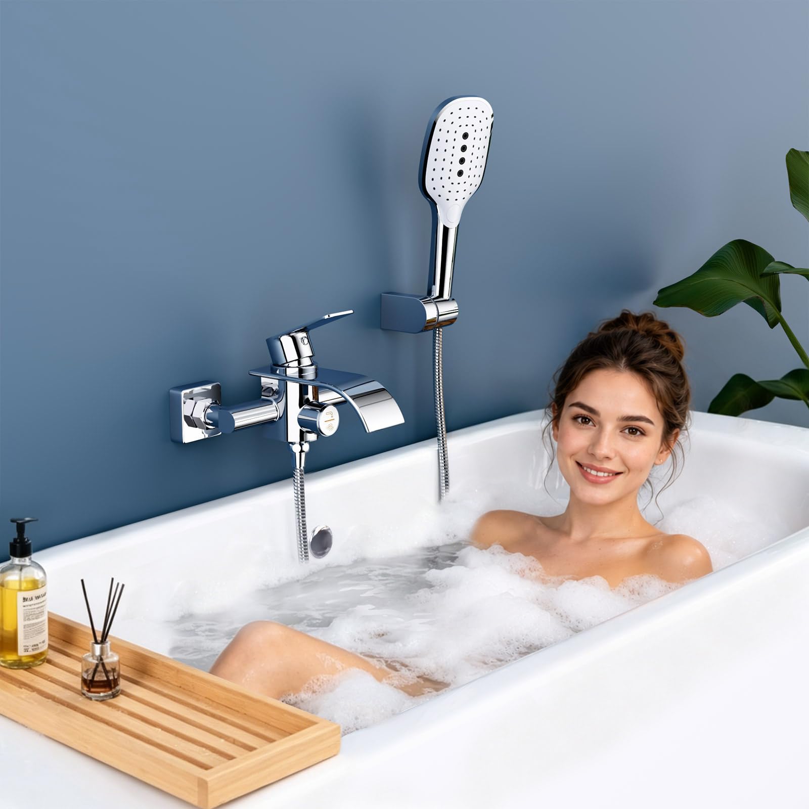 Badewannenarmatur mit Handbrause, Wasserfall Badewanne Armatur