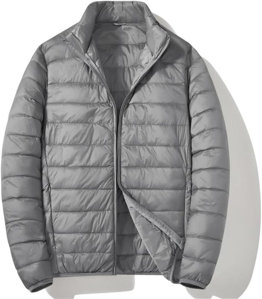 Men's Winter Down Lightweight Waterproof White Duck Padded Warm Trenchcoats Plus Size Jacket Coat