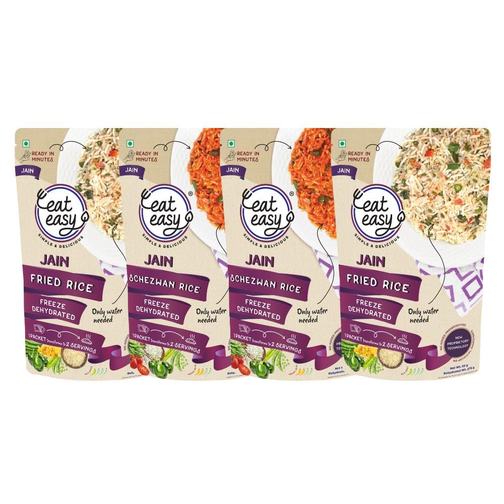 Eat Easy Ready To Eat Jain Rice Combo- Jain Fried Rice & Schezwan Rice (Pack of 2) Each | Just Add Water and Cook | Freeze Dehydrated Instant Rice for Travel, Hostel, Trekking, Camping, Hiking-picture-20