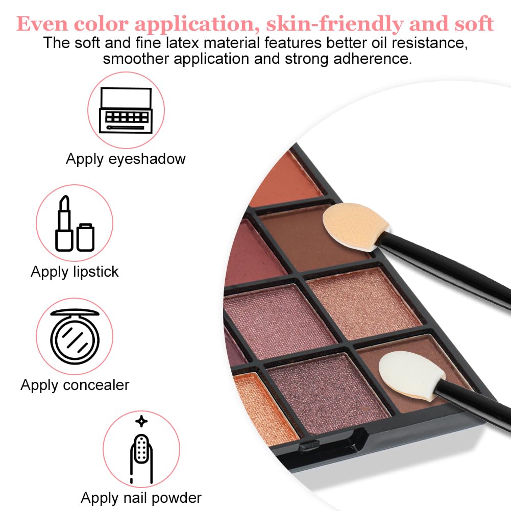 BUTBU 50 Piezas Aplicador de Sombra de Ojos, Brocha de Esponja para Sombra de Ojos de Doble Punta, Brocha para Somb-ra de Ojo-s, para Maquillaje Principiantes Chicas — view 4