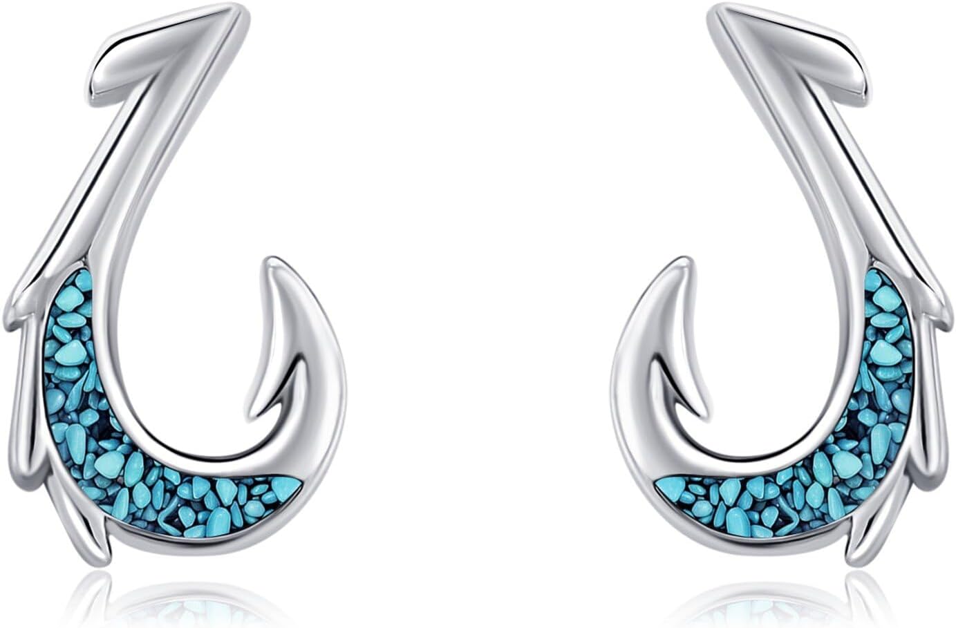 Fish Hook Earrings 925 Sterling Silver Hawaii Fishing Hook Stud Earrings Jewelry Gifts For Women Men