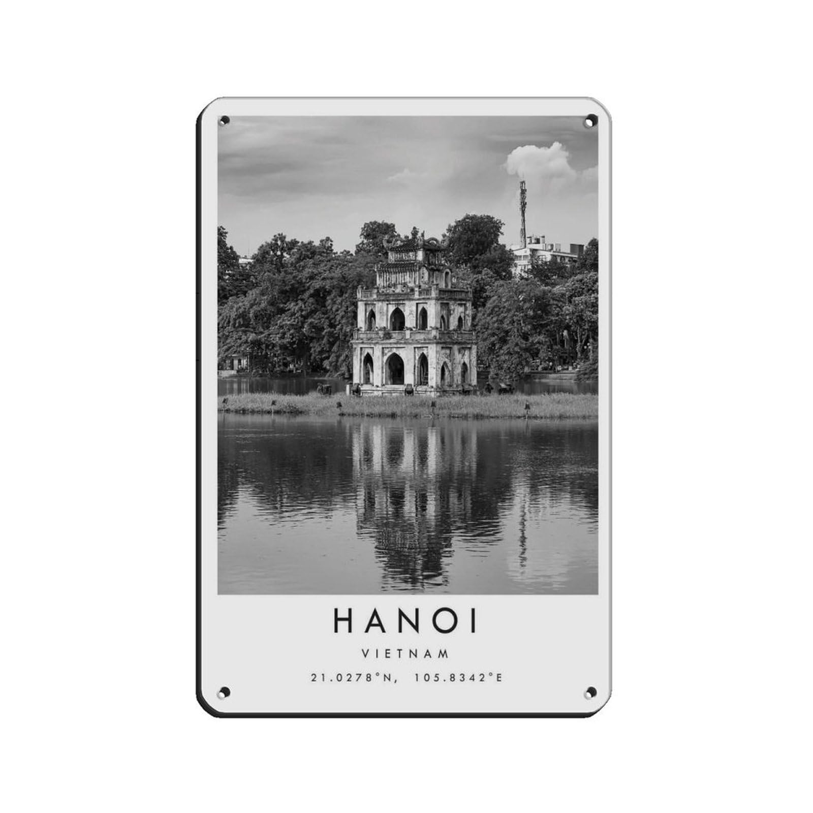 Hanoi Travel, Vietnam Poster Retro Poster Metal Tin Sign Chic Art Retro Iron Painting Bar People Cave Cafe Family Garage Poster Wall Decoration 8x12inch(20x30cm)