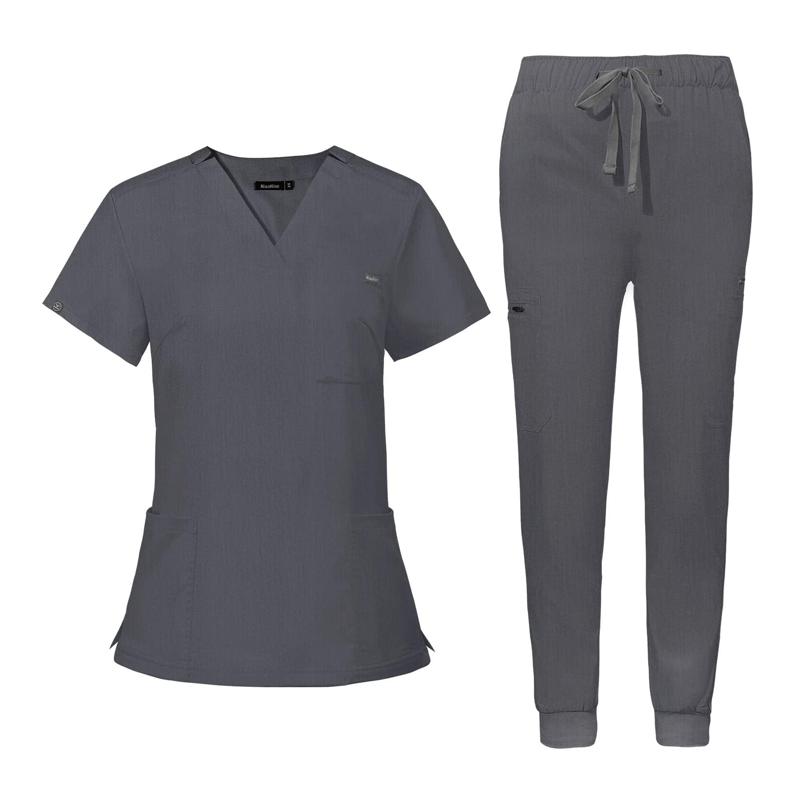 niaahinn Scrub for Women Scrubs Top with Classic V-Neck & Yoga Jogger Pants Medical Nursing Uniform Scrub Set