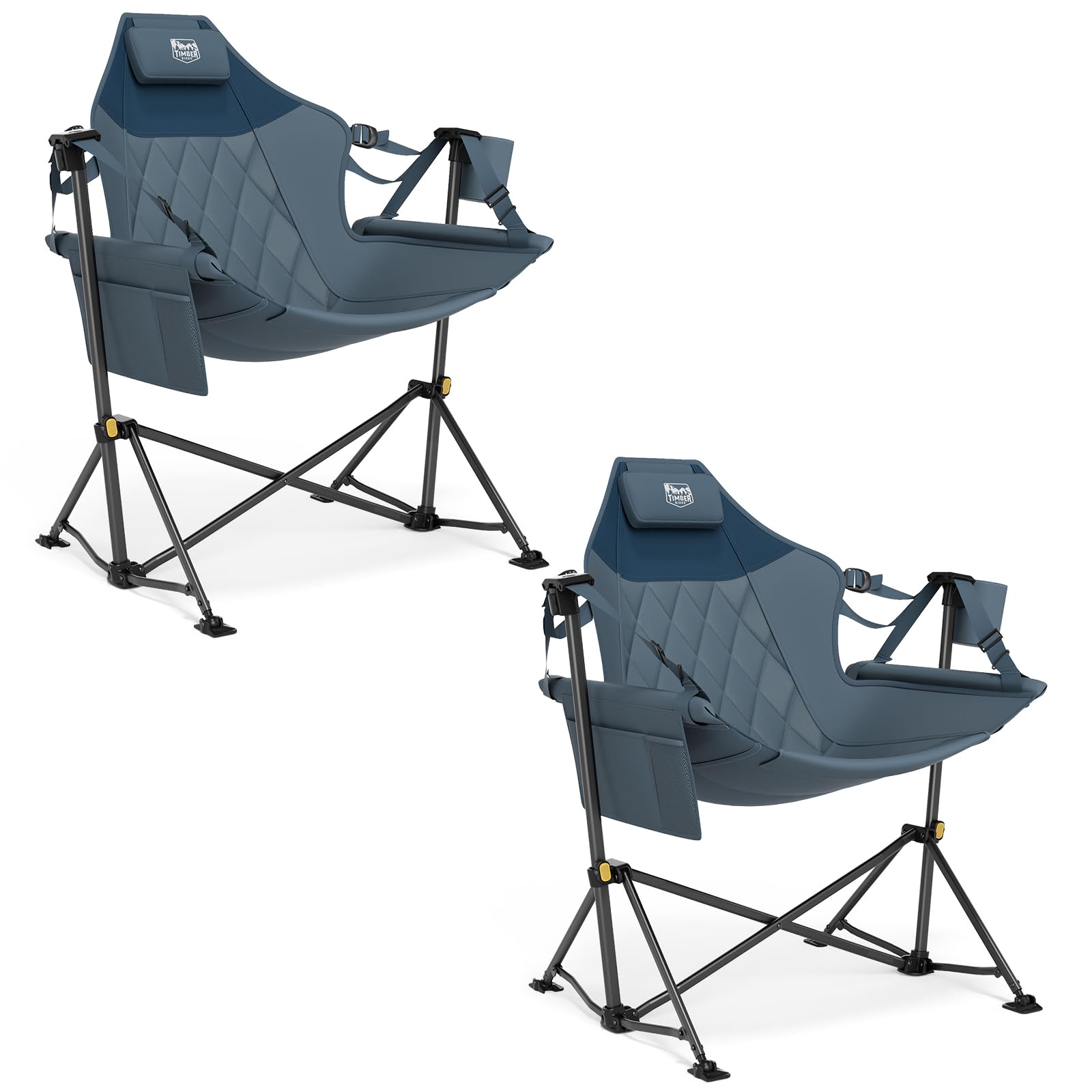 Hammock Camping Chair with Adjustable Backrest, Heavy Duty Folding Hammock Chair Supports 350lbs, Portable Hammock Chair for Camping, Travelling and Patio, Blue 2 Pack