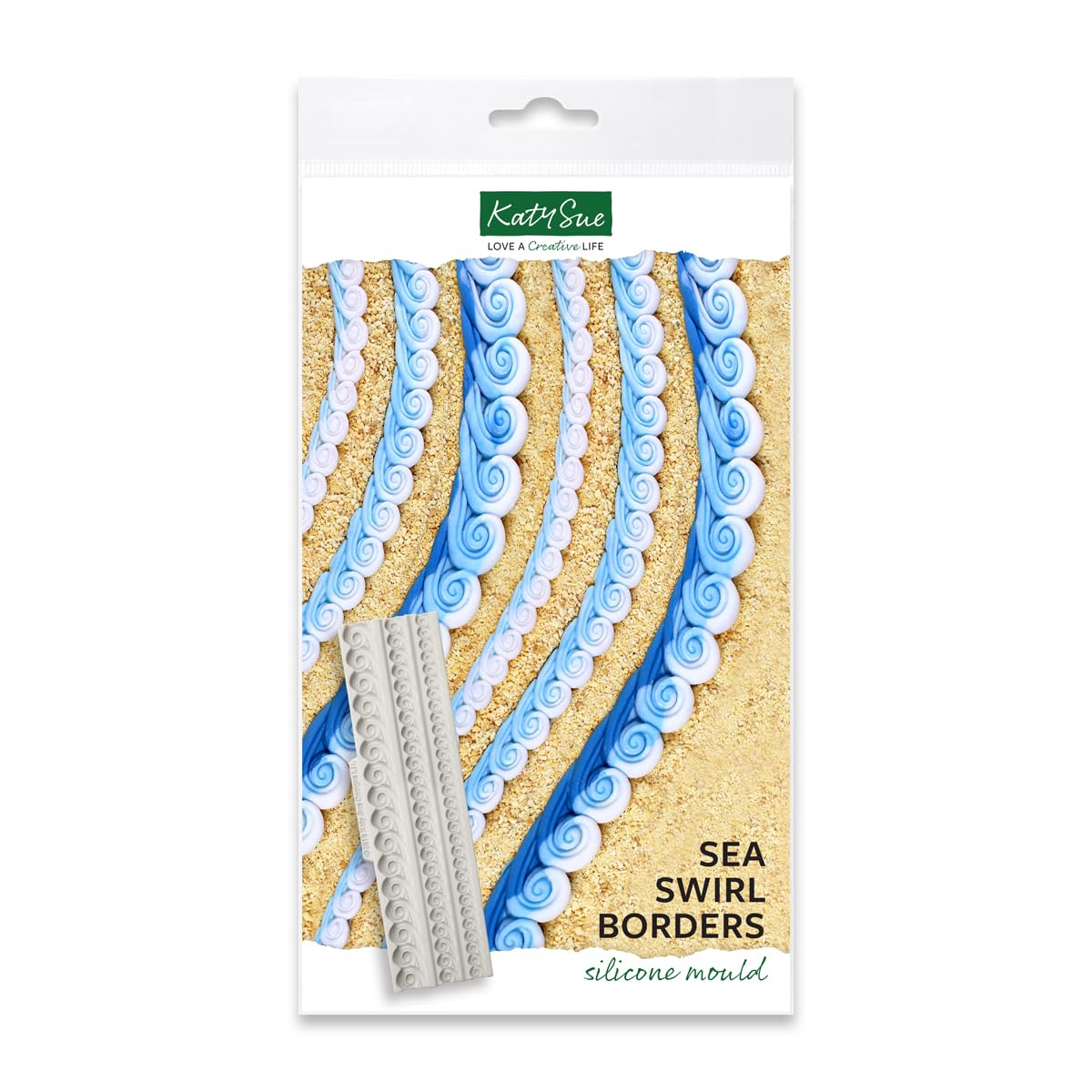 Katy Sue Multicoloured 'Sea Swirl' Borders Silicone Mould For Cake Decorating And Crafts - Makes 3 Seaside Wave Effect Borders.