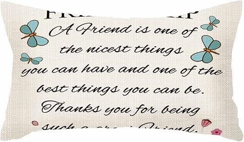 IBILIU Fundas de almohada con texto en inglés A Friend of the Nicest Things, funda de almohada para decoración del hogar, 12 x 20 pulgadas