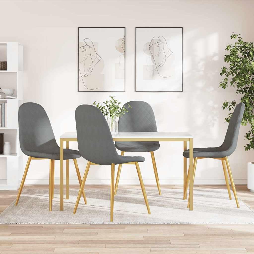 Set di 4 sedie per sala da pranzo, in velluto grigio chiaro, con