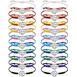 Jadive 20 Pieces Soccer Bracelets Adjustable Soccer Charm Bracelet Silver Soccer Braided Rope Bracelet Gifts for Girl Teens Most Sport Team Players