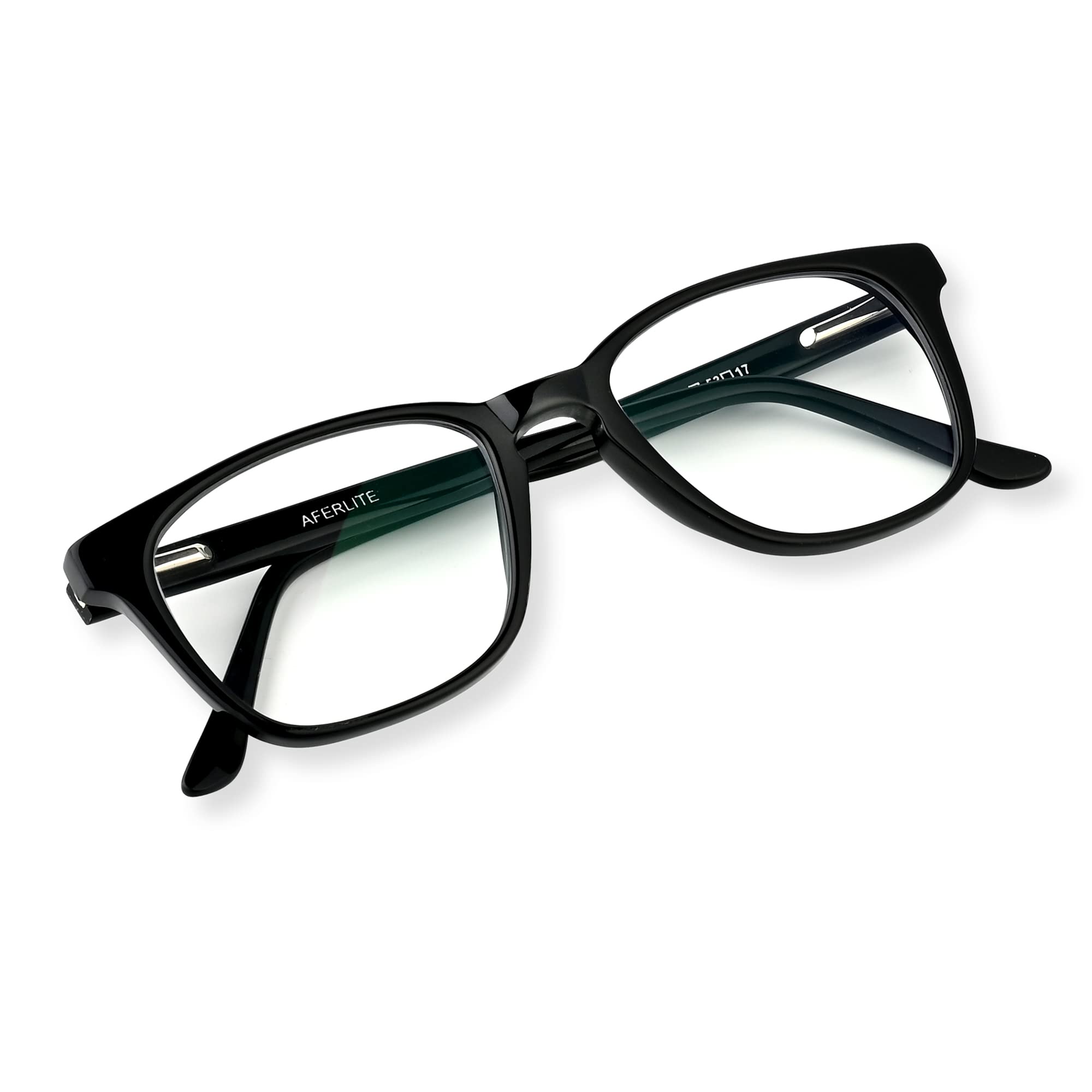 AFERLITE® Professional Series Zero Power Unisex Sqaure Computer Glasses Blue Light Blocking Technology For Eye Protection Clear Vision (53 mm Medium) (Hd Acetate frame) 1