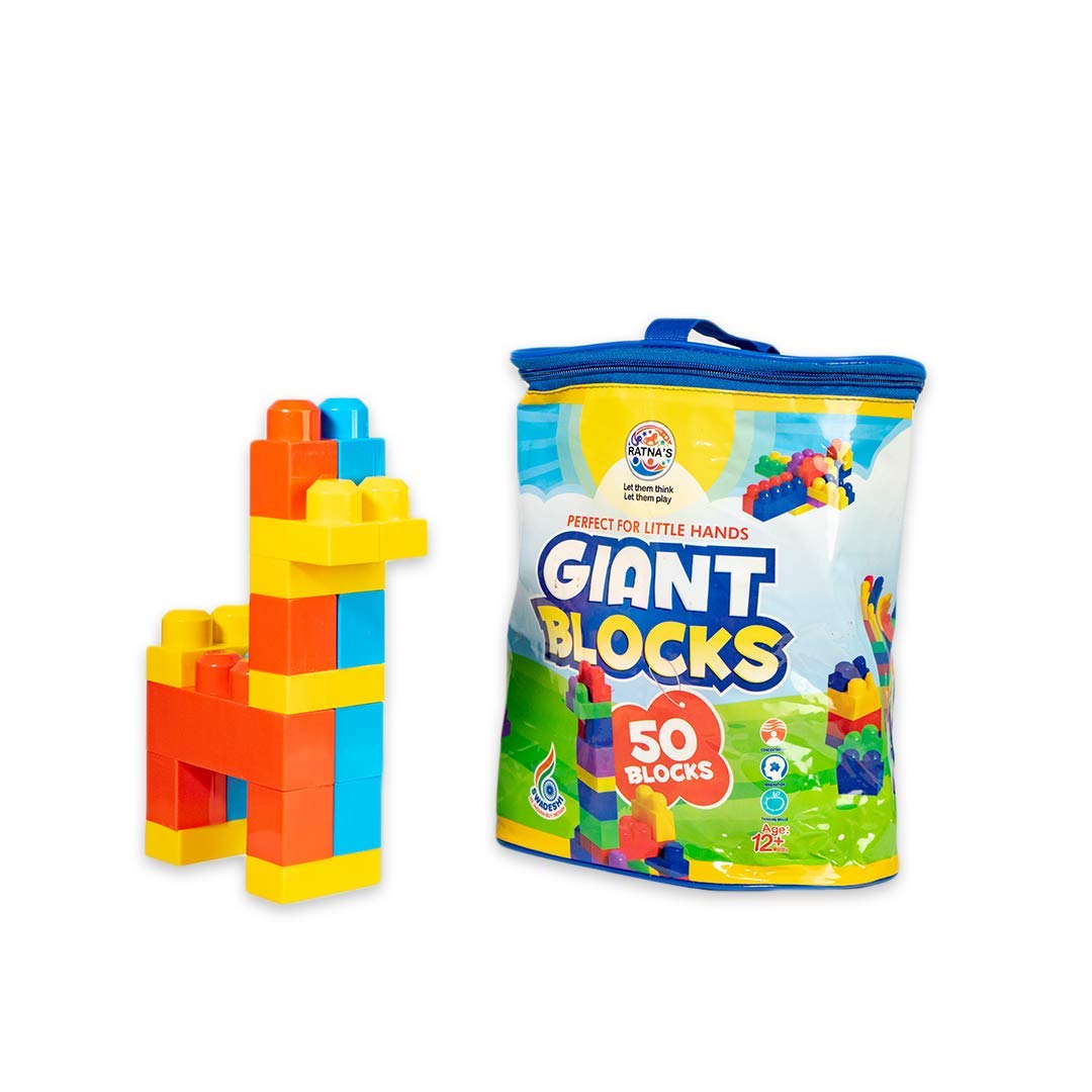 RATNAS Giant Blocks Big Building Bag with Big Building Blocks, Building Toys for Toddlers (50 Pieces) - Blue Bag (B08VF2NZBS) Amazon Price History, Amazon Price Tracker