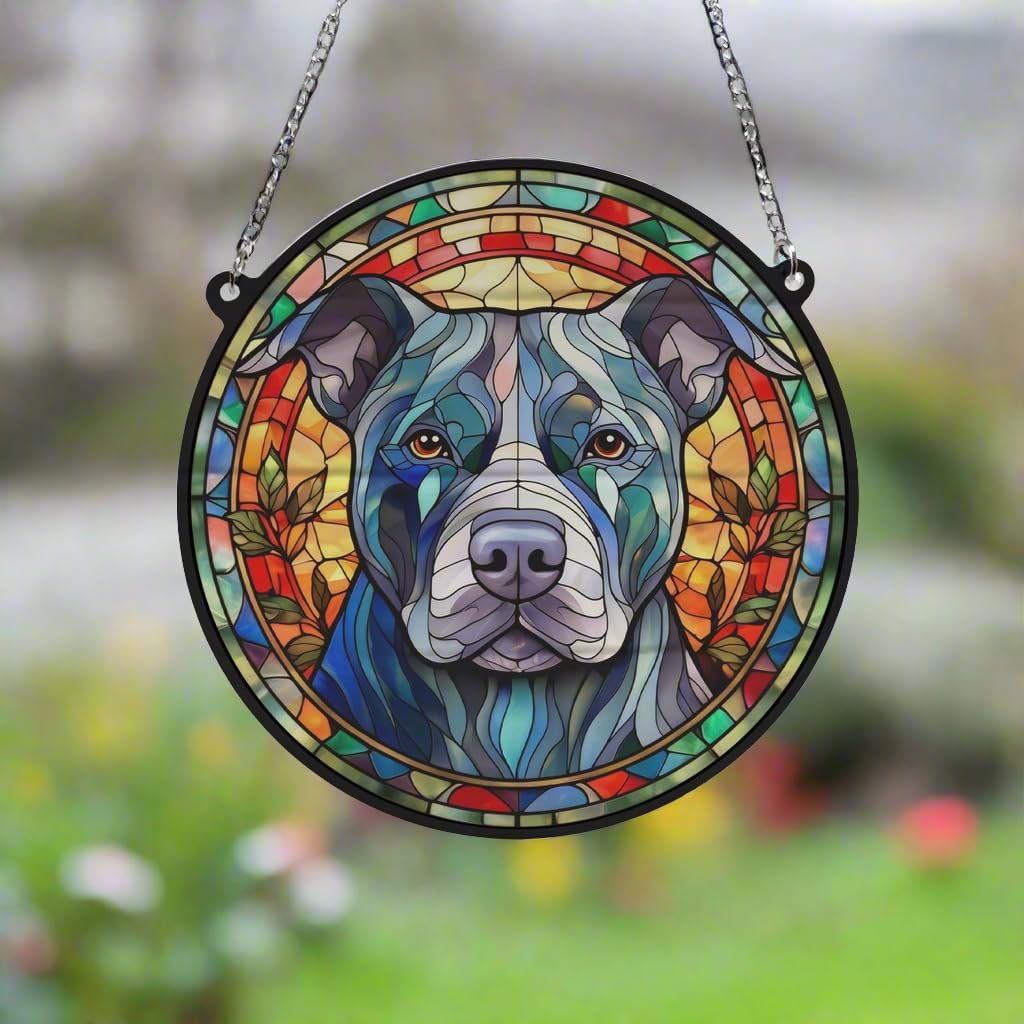 Stafforshire Bull Terrier Stained Glass Effect Suncatcher Gift for Dog Lovers - 13cm, Multicolor - Image 2