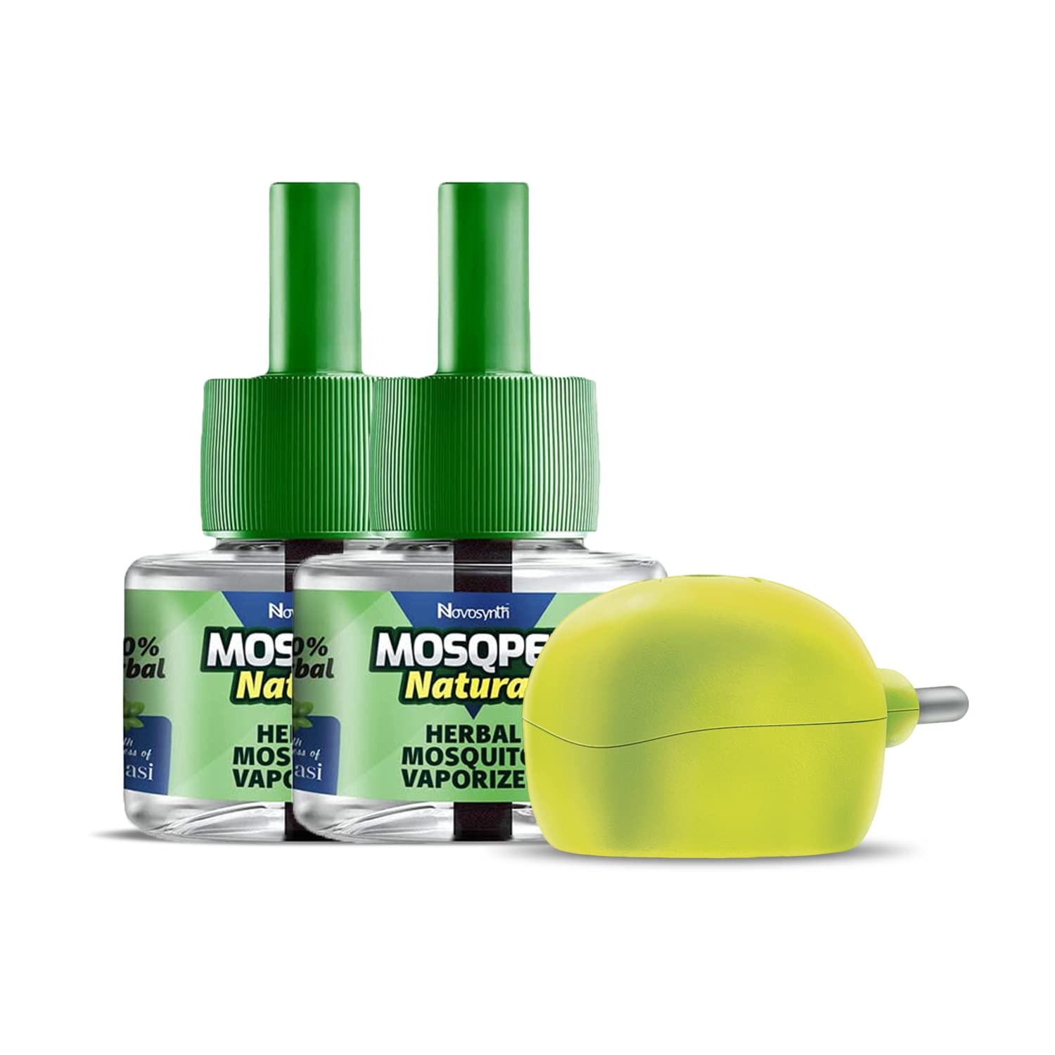 Novosynth MOSQPEL (2vapourizer x 45ml+ 2machine) - Eucalyptus Oil & Tulsi Based Natural Mosquito Vaporizer Refill | Herbal & Organic Mosquitoes Repellent Liquid Safe For Kids And Adults | Irritant & Chemical-Free, Skin-Safe, Plant-Safe - Non Toxic & NATURAL (Tulsi)