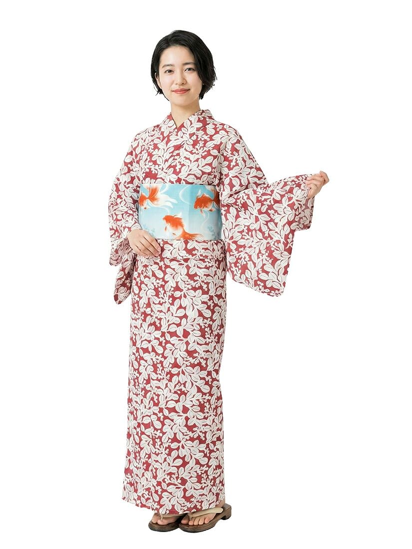 Nagomiya Women's Yukata, Single Item, Women’s Yukata, Nuance Colors, Changeable Weaving, Retro, Modern, Cute, High Visibility, Summer Festival, Evening Cool, Fireworks, hagi_red