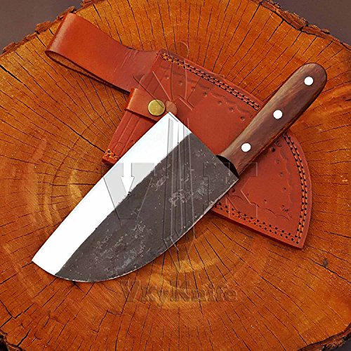 JNR Traders VK5510 Handmade 440c Steel Serbian Cleaver Chopper Kitchen Home Chef Professional Knife 11.5 Inches with Leather Sheath