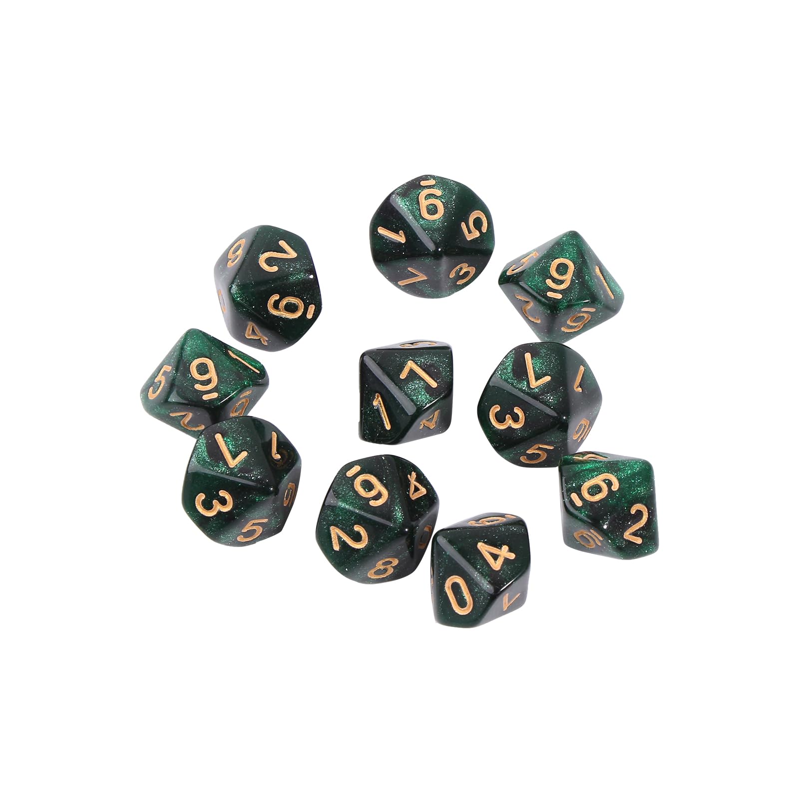 Lot de 10 dés multicolores à 10 faces D10 pour jouer au RPG - Dés polyédriques amusants - Accessoires de jeu de pub - Multicolore