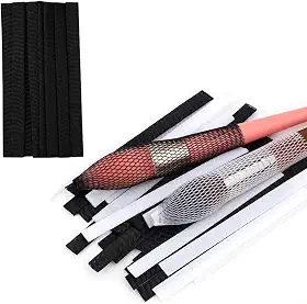 Capas de pincel de maquiagem de malha respirável - material PE, abertura de 3 mm, largura líquida de 10 mm, comprimento líquido de 120 mm - rede conveniente e protetora para viagens (preto)