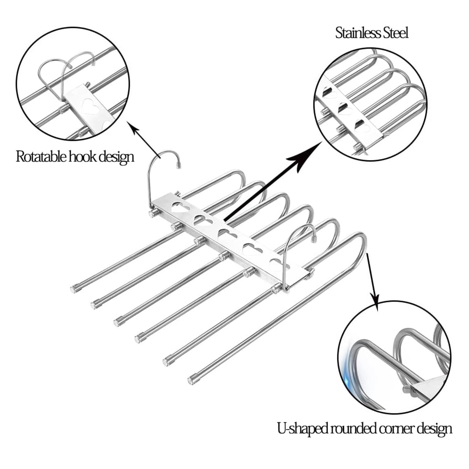 2 Percheros Verticales Para Pantalones - Acero Inoxidable, 5 Y 7 Niveles, Ahorra Espacio En Armario