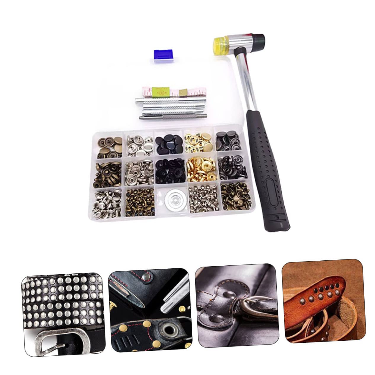 DIYEAH Bottoni Automatici in Ottone 12, 5mm 50 Set con Utensile | Cappotto e Tessuto, Superficie Liscia e Forma Tonda, Adatti a Progetti Artigianali e Lavori di Dettaglio